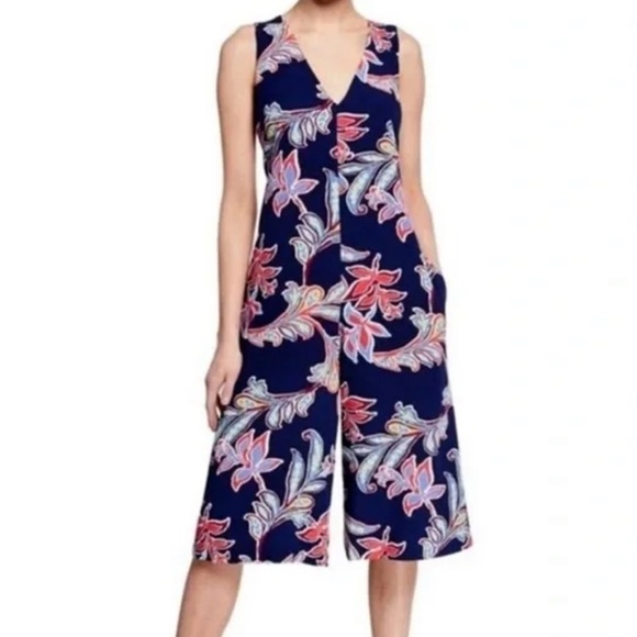 Laundry by Shelli Segal Women’s Floral Gaucho Jumpsuit Cropped Wide Leg - Picture 1 of 11